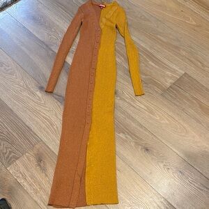 Staud Two-Tone Long Sleeve Knit Dress